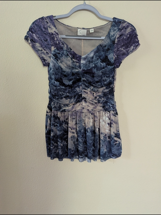 anthropologie 9-h15 stcl Tops - Anthropologie | Tie-Dye Blue & Purple Peplum Top | Size XS